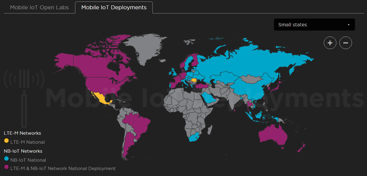 Карта развития сетей NB-IoT и LTE-M в мире