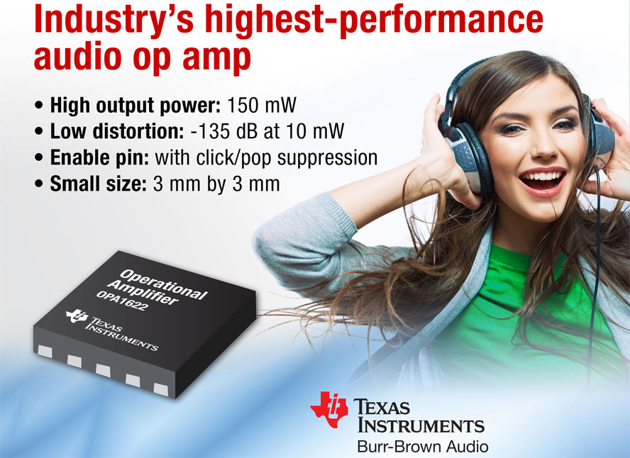 Компания Texas Instruments (TI) представила аудио операционный усилитель (ОУ), устанавливающий новые стандарты качества звука