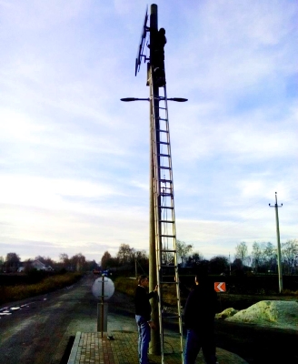 Mounting a solar panel on a street light