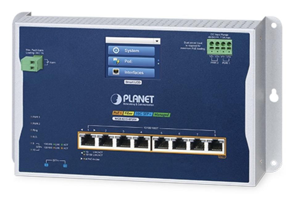 PLANET WGS-4215-8P2XV, настінний керований Ethernet-комутатор