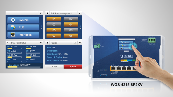 PLANET WGS-4215-8P2XV, настінний керований Ethernet-комутатор